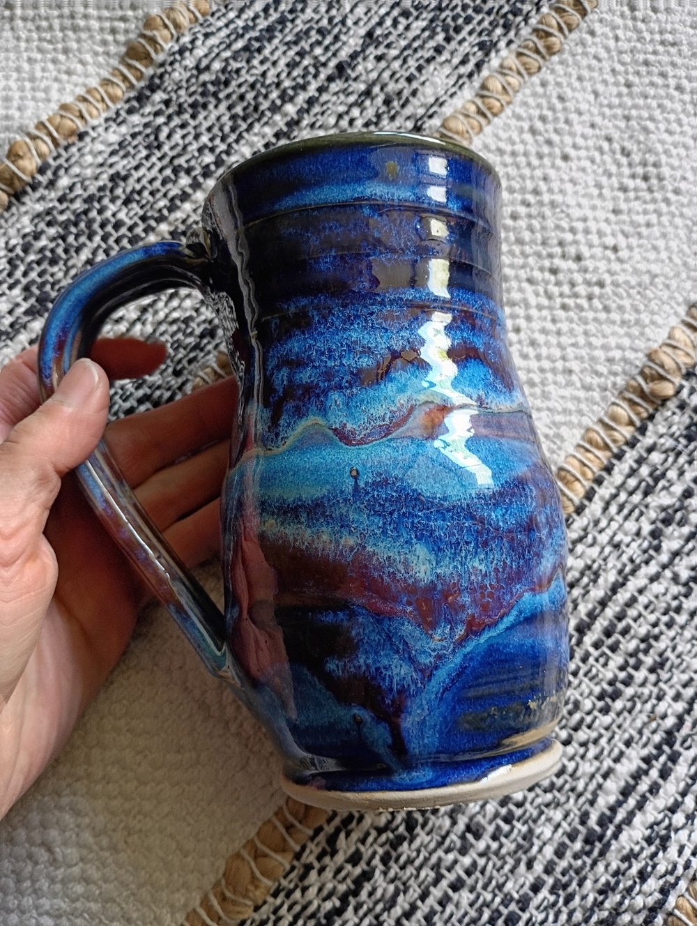 Handmade Blue Ceramic Art Mug - Deep Ocean Glaze